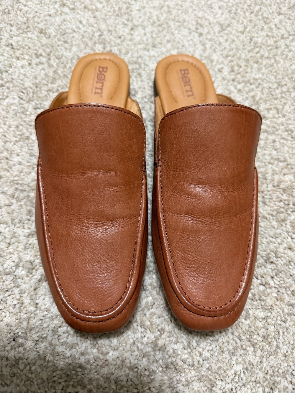 Born Women’s Slip-On Leather Loafers — Lamara Brown (Size 8)